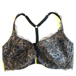 42DD Cacique black/gold front close bra